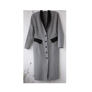 Houndstooth coat, Black and white long women's COAT, Black and white check women's Coat, VINTAGE clothing 90s, M to L size