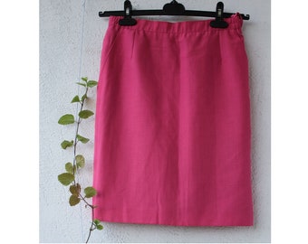 Vintage HOT Pink short Women's skirt, Mini Pink skirt, High waist pink skirt with pockets, S size, Eu 38, GB 10