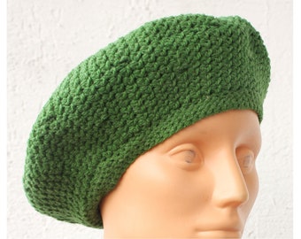 Light green hand crocheted cotton beret Olive Green and Yellow/gold Crochet Cotton Beret, Handmade  main image 4