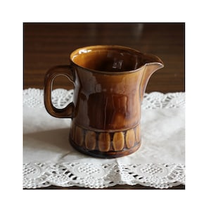 Vintage 70s, Small Milk Jug creamer, Ceranic Milk jug creamer, Brown Creamer Jug, Polish Pottery From Tułowice