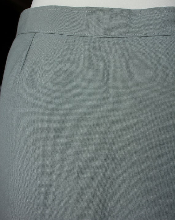 70s, SAGE GREEN Pencil skirt with pleated frill, … - image 4