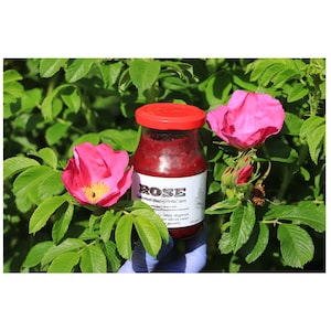 Rozenbloemblaadjesjam, gastronomische rozenblaadjesjam 180 g/6,35 oz zonder bewaarmiddelen en verbeteraars Made in 2025, rozenjam
