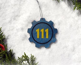 Fallout Vault 111 (76) - Vault Tec - Hand Painted Wooden - Gaming - Christmas