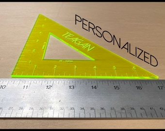 Drafting Triangle - 45 - 90 degrees - 7 inches - Personalized - Free Keychain!
