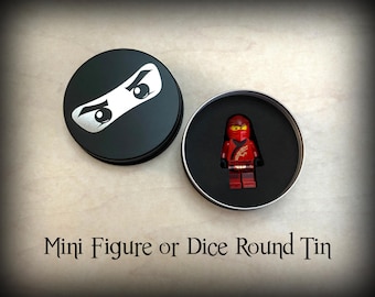 Custom Round Aluminum Dice & Mini Figure Tin with Foam Insert