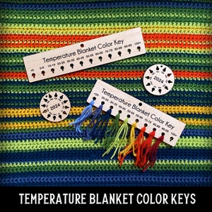 Temperature Blanket Color Key, Crochet Blanket Color Chart, Crochet Accessories 10 or 12 slot image 1