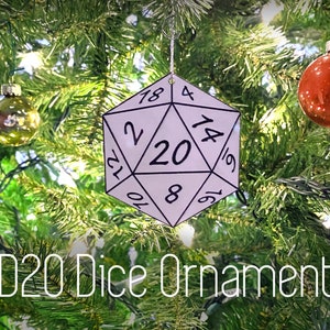 D20 Dice Ornament - Dungeons & Dragons - Wooden