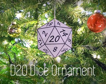 D20 Dice Ornament - Dungeons & Dragons - Wooden