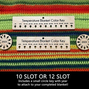 Temperature Blanket Color Key, Crochet Blanket Color Chart, Crochet Accessories 10 or 12 slot image 2