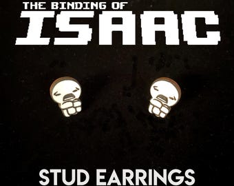 Binding of Isaac Stud Earrings - Sterling Silver or Surgical Steel - Wooden