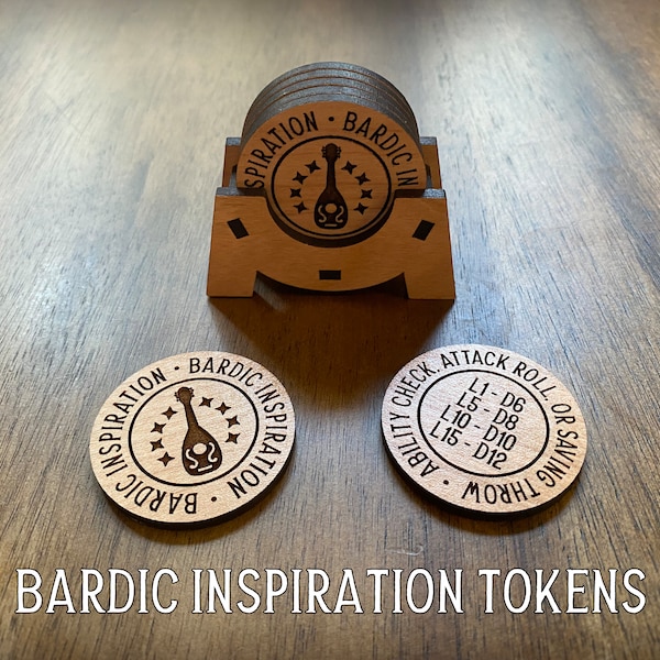 D&D Bardic Inspiration Token Set (5) with Holder - Dungeons and Dragons