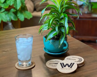 Westworld Coaster Set (6) - Cork - Maze, Delos, Violent Delights