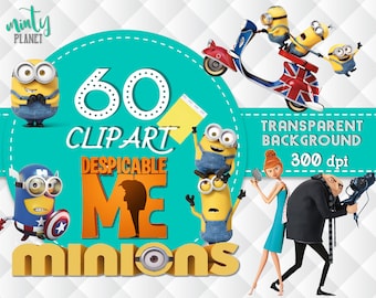 Minions Clipart, Minions PNG files, characters full quality, 60 Minions Clipart transparent background, 300dpi, instant download, PSN002