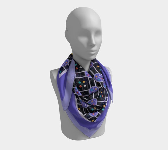 Habotai Silk Scarf - Four Directions - Lavender - Etsy display picture 1