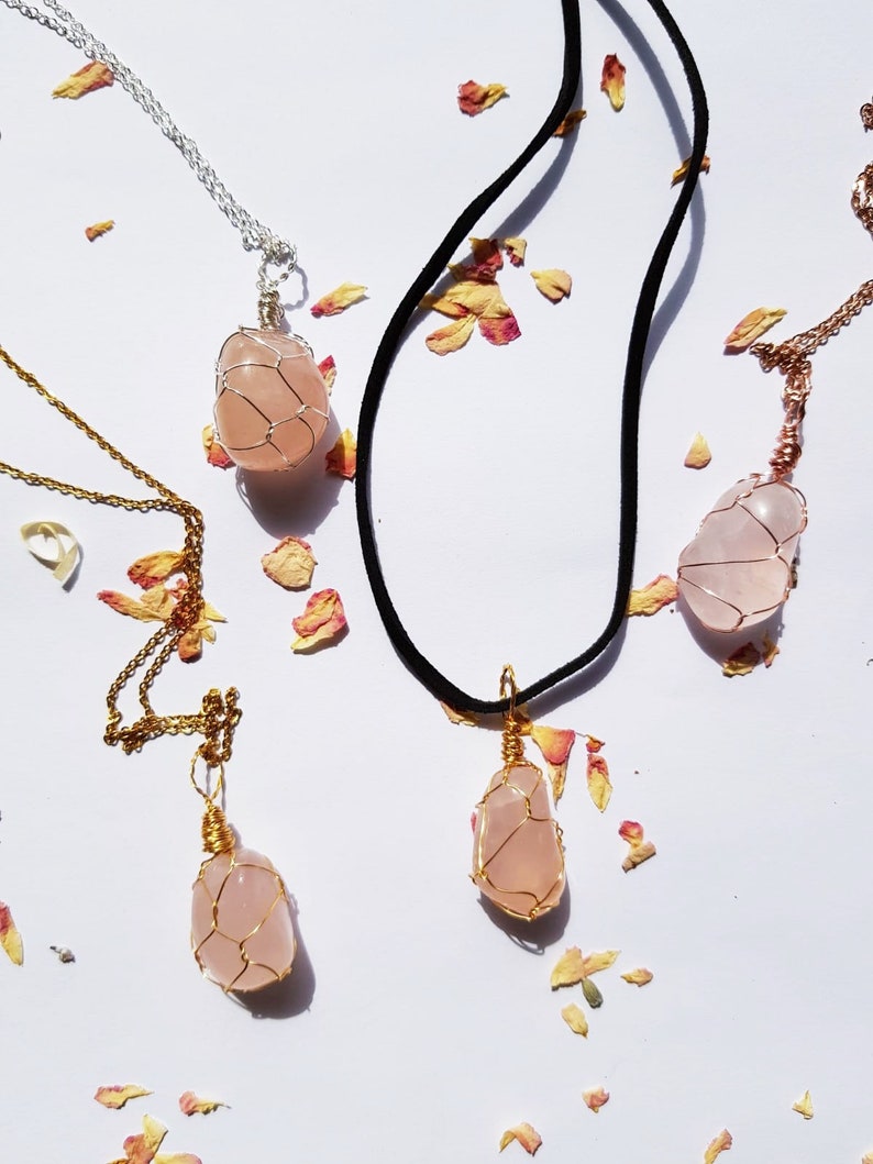 Rose Quartz Natural Rose Quartz Rose Quartz Necklace Dainty Etsy UK