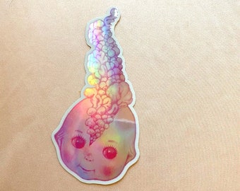kewpie doll holographic vinyl sticker
