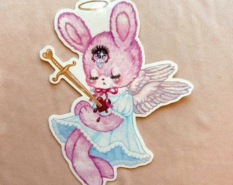 crying bunny angel vinyl sticker