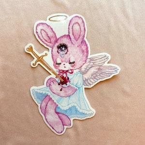 crying bunny angel vinyl sticker