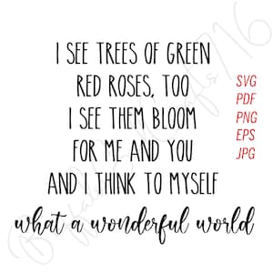 Wonderful World Lyrics SVG | What a Wonderful World Digital Download | Farmhouse SVGs | Rustic SVGs| Song Lyric Wall Art SVG |