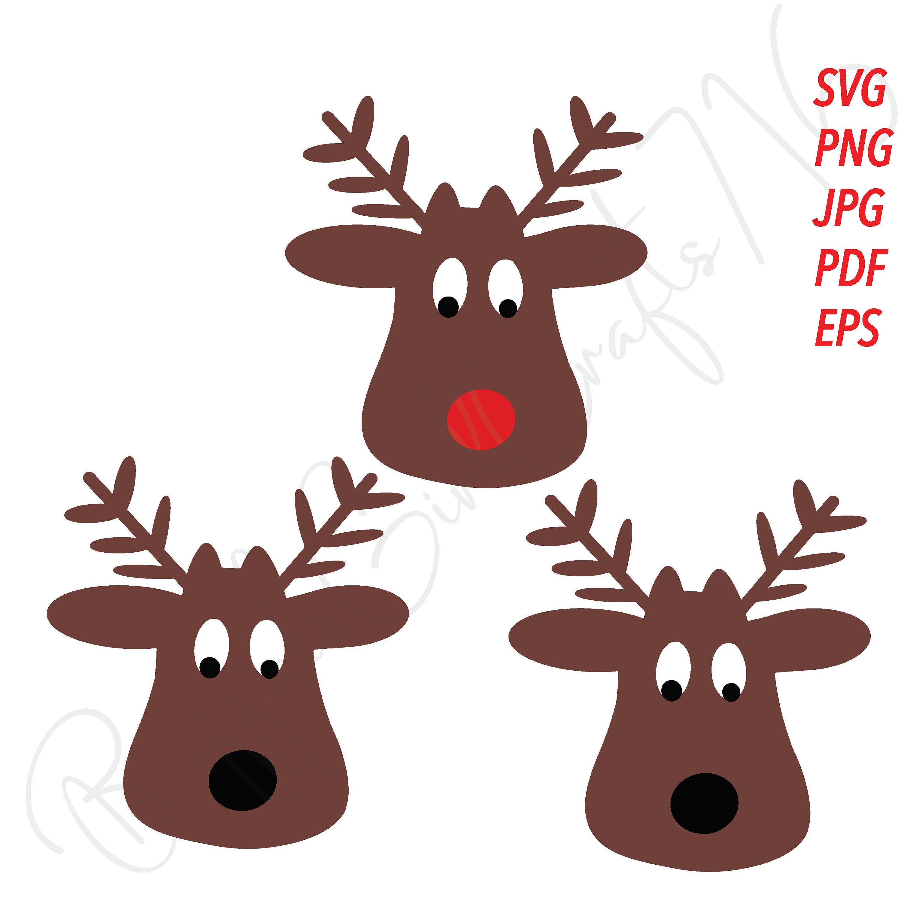 Download Reindeer Heads Svg Png Cut File Cricut Silhouette Rudolph Etsy