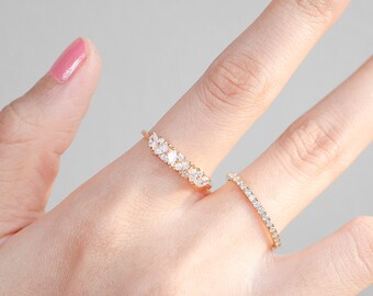 Verlobungsring für Sie, 14K Goldring, Cluster Ring, Marquise Cluster Ring, Verlobungsring, CZ Cluster Band, Stapelringe Gold, 18K Gold