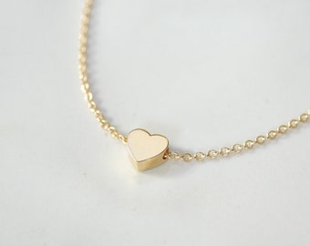 Collar de corazón, Regalo de San Valentín, Collar de San Valentín, Collar de regalo para su delicado collar, Collar de corazón de oro, Collar diminuto, Collar de oro delicado