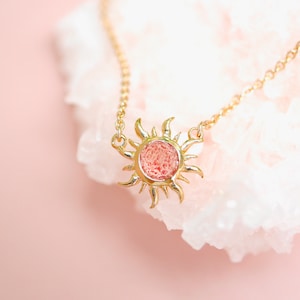 Sun Necklace, Necklace For Women, Gold Necklace, Celestial Necklace, Quartz Necklace, Gift For Her, Gemstone, Dainty Necklace, Minimalist