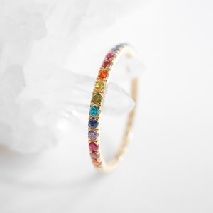 Rainbow Ring, Eternity Band, Gold Ring, Minimalist Ring, Colorful Ring, Rainbow, Band Ring, Rainbow Jewelry, Eternity Ring