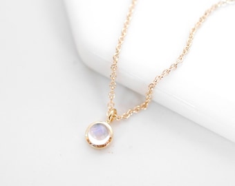 Moonstone Necklace, Gold Necklace, Moonstone Pendant, 14K Gold, Dainty Necklace, Birthstone Necklace, Silver Necklace, Charm Necklace