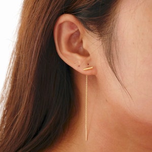 Ear Threader,Threader Earrings, Chain Earrings, Silver Threader Earrings, Sterling Silver Threader Earrings, Gold Ear Threader, Bar Earrings