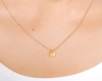 Colar minimalista, colar de disco, colar de ouro, colar delicado, colar de disco de ouro, preenchido com ouro, colar circular, presente para ela