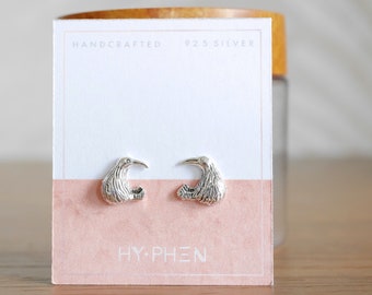 Kiwi Earrings, Sterling Silver Kiwi Bird Earrings, Flying Bird Earrings, Unique Silver Stud Earrings, Animal Earrings, Bird Earrings