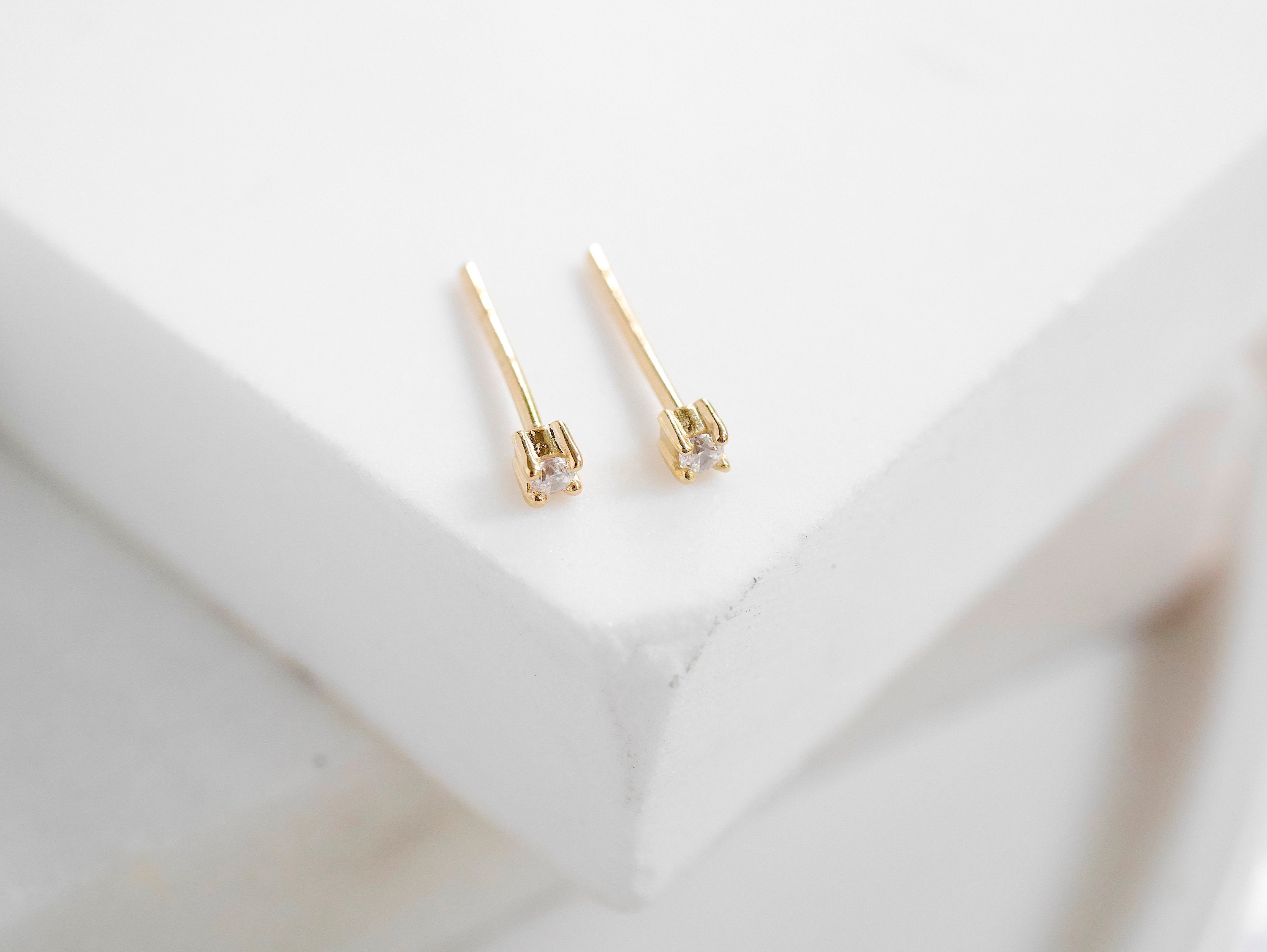 Tiny Gold Earrings Earring Studs 14k Gold Earrings | Etsy