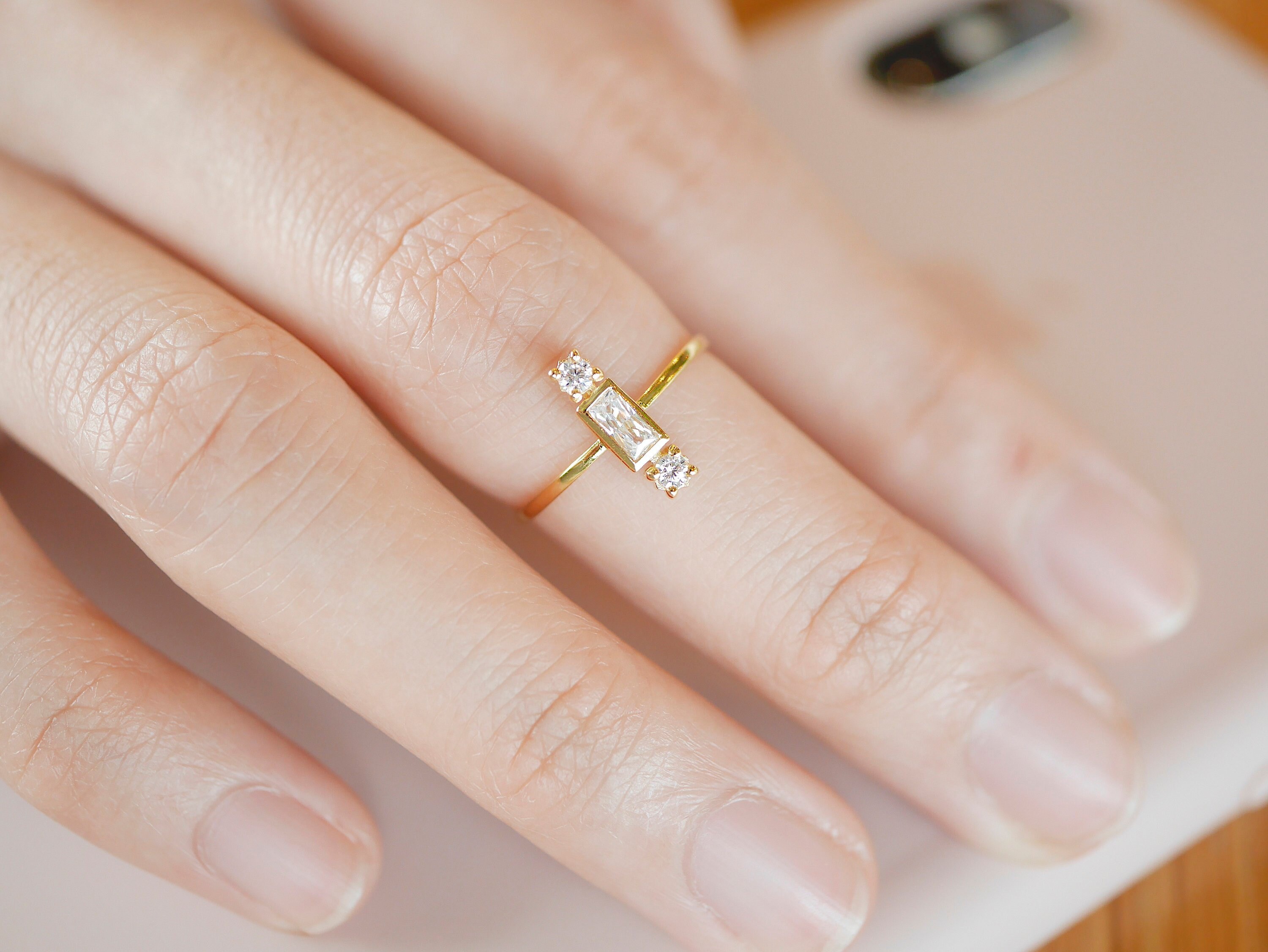 Baguette Stackable Midi Ring, Baguette Ring, Stackable Ring, Midi Ring ...