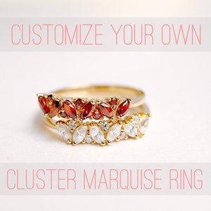 Cluster Ring, Marquise Ring, Dainty Ring, Cluster Engagement Ring, Promise Ring, Gemstone Rings, Marquise Engagement Ring, Gold Ring