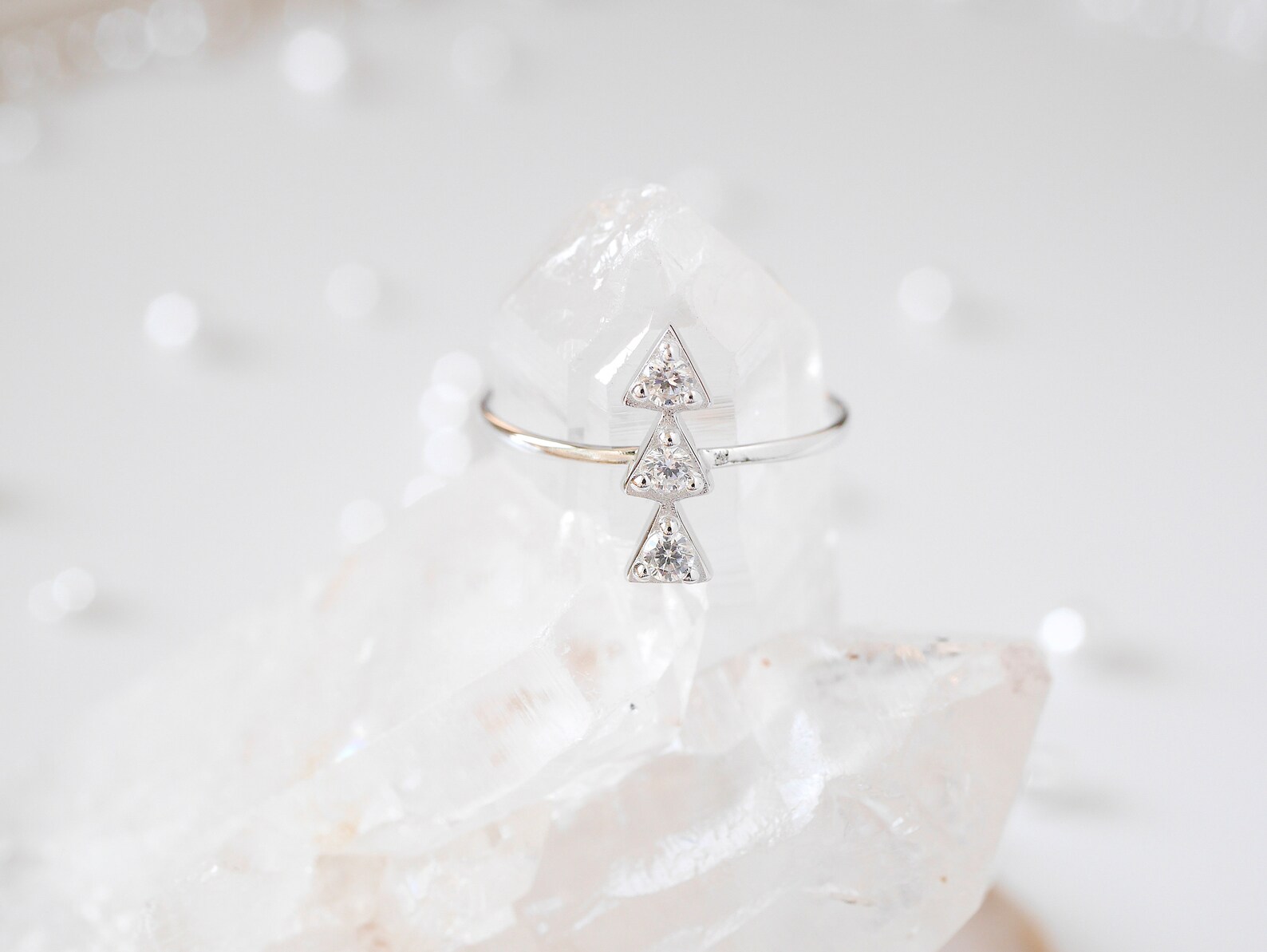 Triangle Triangle Ring Midi Triangle Ring Stacking Ring | Etsy