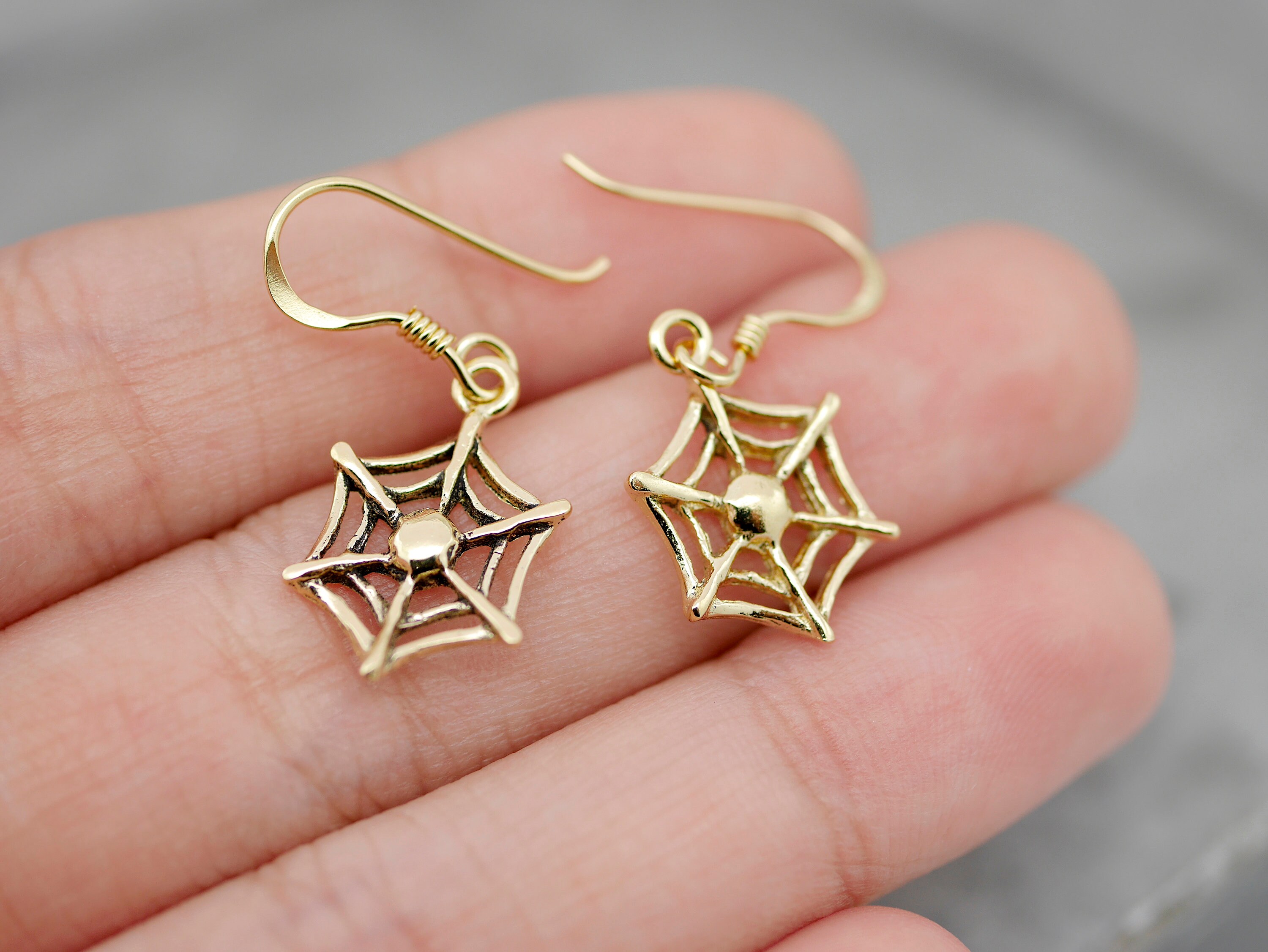 Gold Plated Spider Hoops Earrings