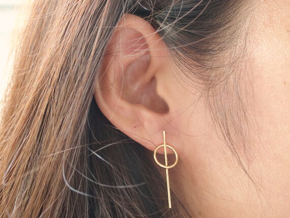 Geometrische Ohrringe, minimalistische Ohrringe, Stud Ohrringe, Gold Plated Ohrringe, Bar Ohrring, Open Circle Ohrringe, Sterling Silber Gestüt, 14K Geometrische Ohrringe, minimalistische Ohrringe, Stud Ohrringe, Gold Plated Ohrringe, Bar Ohrring, Open Circle Ohrringe, Sterling Silber Gestüt, 14K