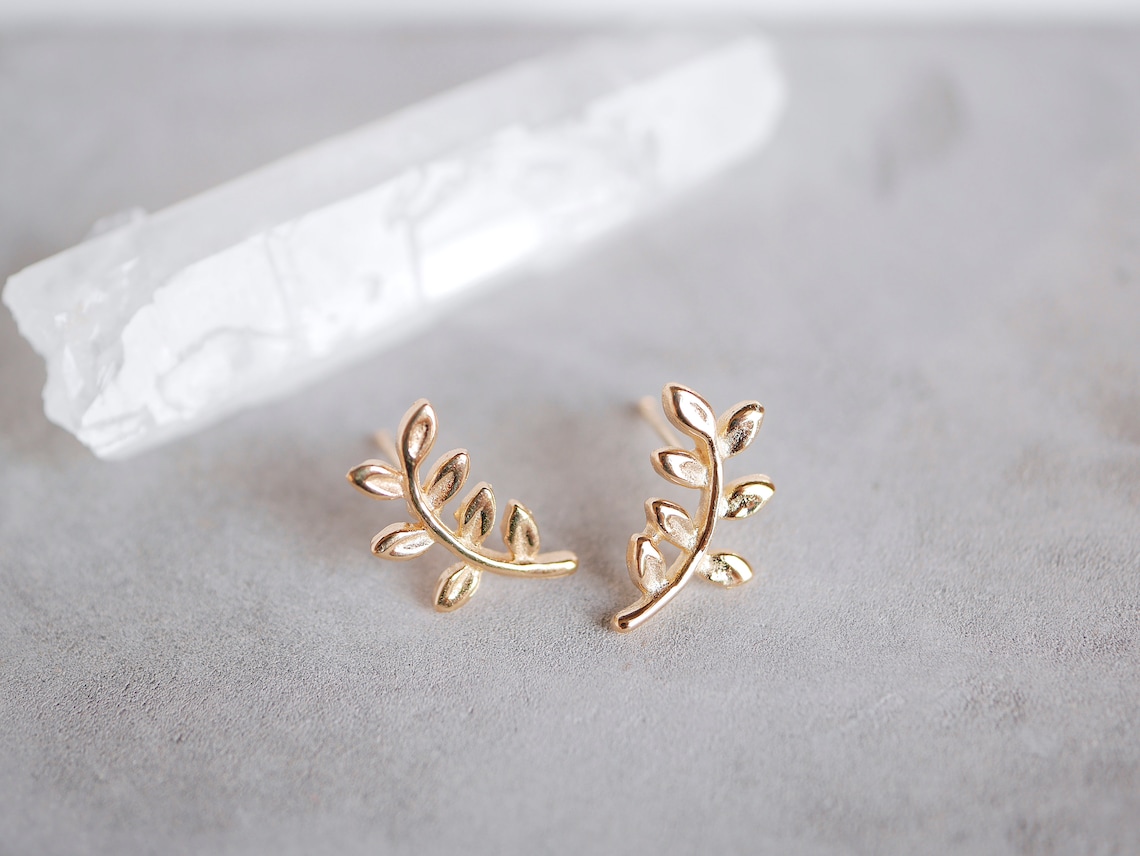 Gum Leaf Earrings ~ 9ct Yellow Gold main image 0
