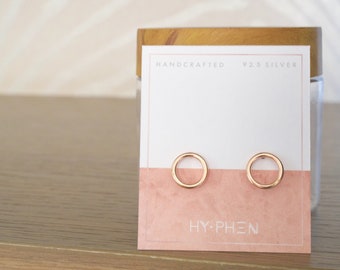 Rose Gold Plated Minimalist Open Circle Stud Earrings, Geometric Studs, Rose Gold Circle Earrings, Minimalist Open Circle Studs