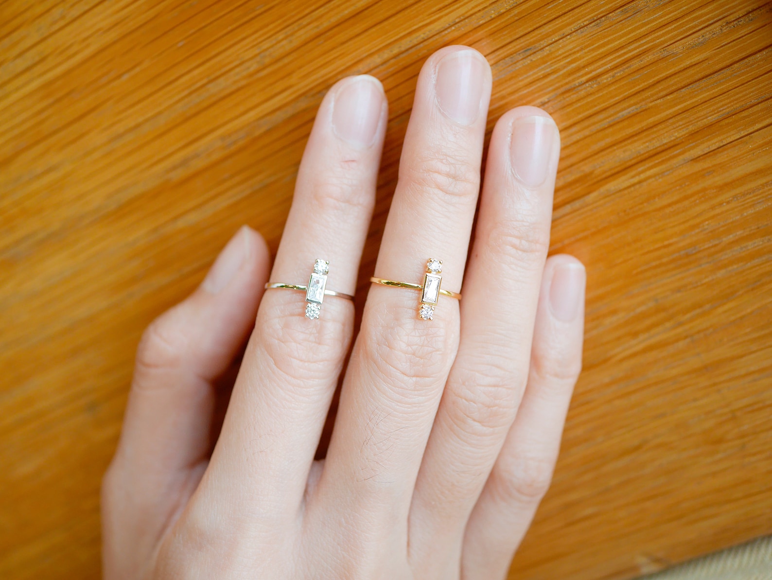 Baguette Stackable Midi Ring Baguette Ring Stackable Ring | Etsy