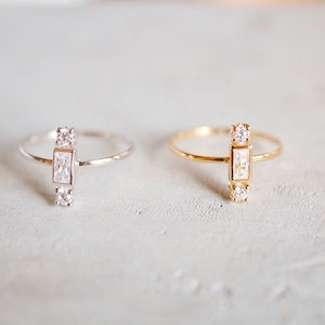 Baguette Stackable Midi Ring, Baguette Ring, Stackable Ring, Midi Ring, Knuckle Ring, Dainty Ring, Bar Ring, Ring Set, Unique Ring