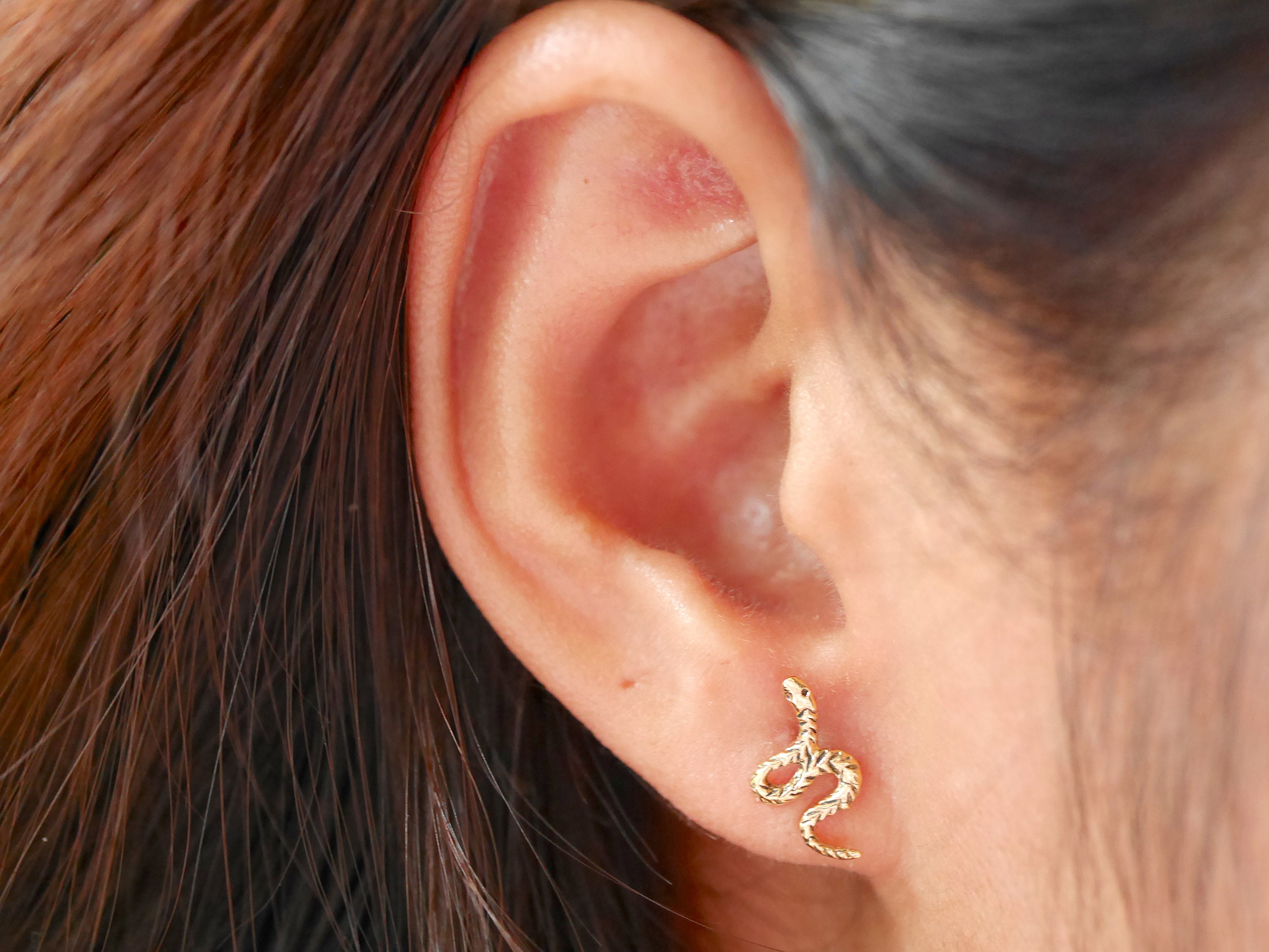 Snake Screw Back Gold Stud Earrings for Women by PAVOI