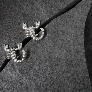 Scorpion earrings Sterling Silver minimalist animal earrings Zodiac earrings Scorpion jewelry 14K gold Rose gold earrings Unusual earrings image 3
