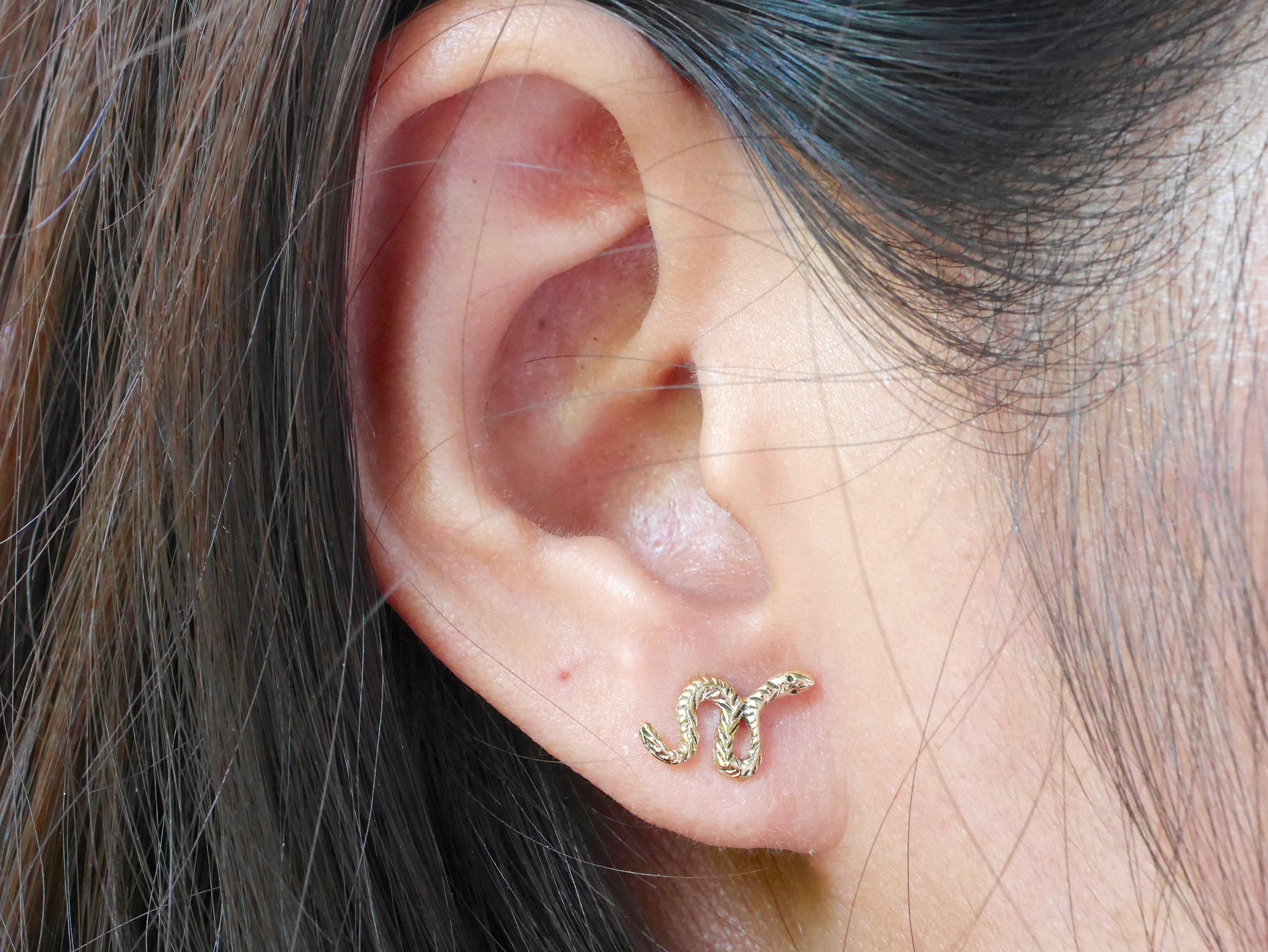 Snake Screw Back Gold Stud Earrings for Women by PAVOI