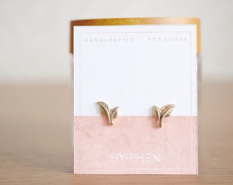 Very Tiny Minimalist Leaf Stud Earrings, Plated 14K Gold Leaf Earrings, Sterling Silver Tiny Plant Earrings, Nature Jewelry, Silver Leaf