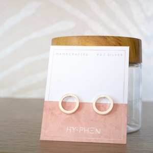 Sterling Silver Minimalist Open Flat Circle Stud Earrings - Open Circle Studs - Minimalist Geometric Earrings - Open Hoop