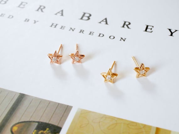 14k Polished CZ Shoot Star Post Earrings Celestial