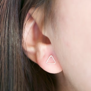 Sterling Silver Minimal Tiny Triangle Earrings - Triangle Stud Earrings - Simple Geometric Studs