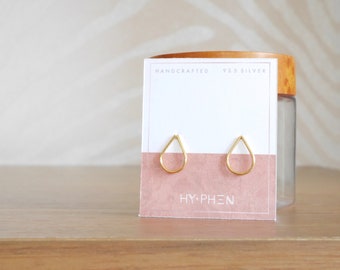 14K Gold Plated Minimalist Teardrop / Raindrop / Drop Earrings - Gold Teardrop Earrings - Minimalist Studs